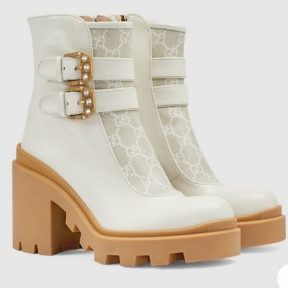 Gucci Trip Crystal Buckle Booties - Picture 2 of 10